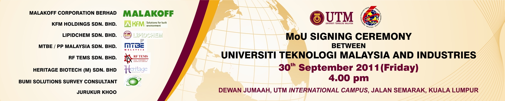 MoU Signing Ceremony between UTM and Industries.